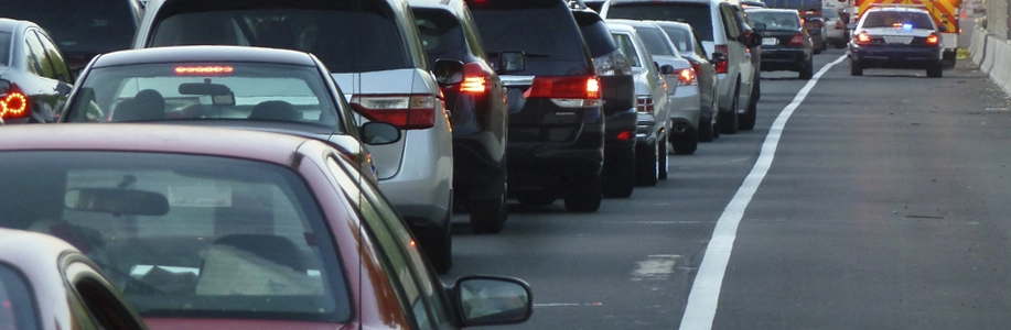 Line of cars in traffic jam
